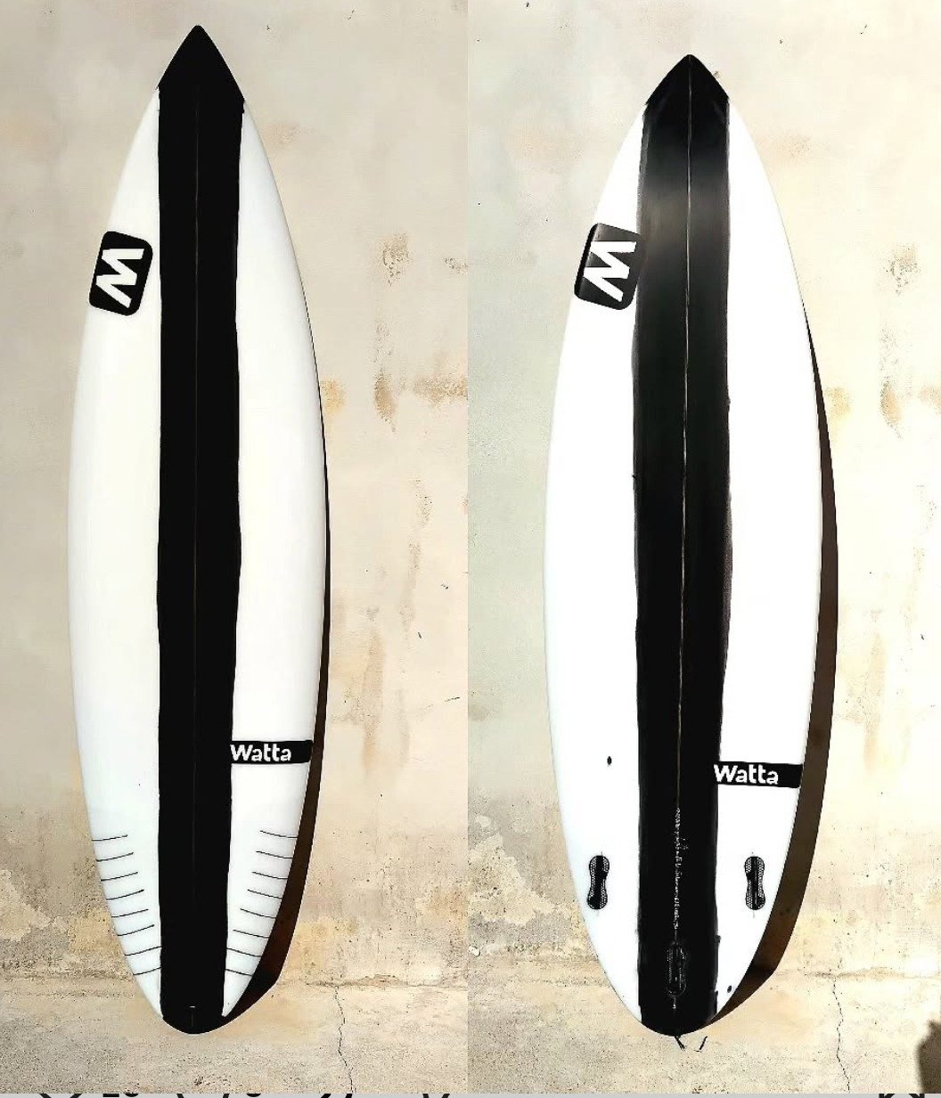 Watta all around surfboard with a red and black line